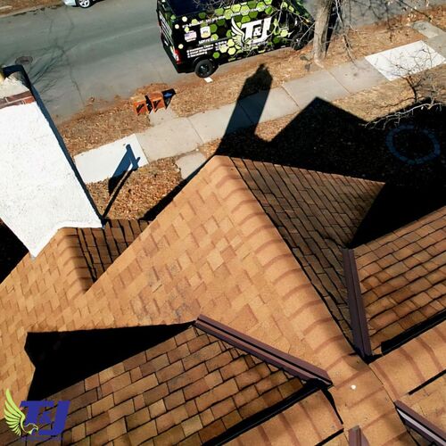 Drone shot of roof inspection.