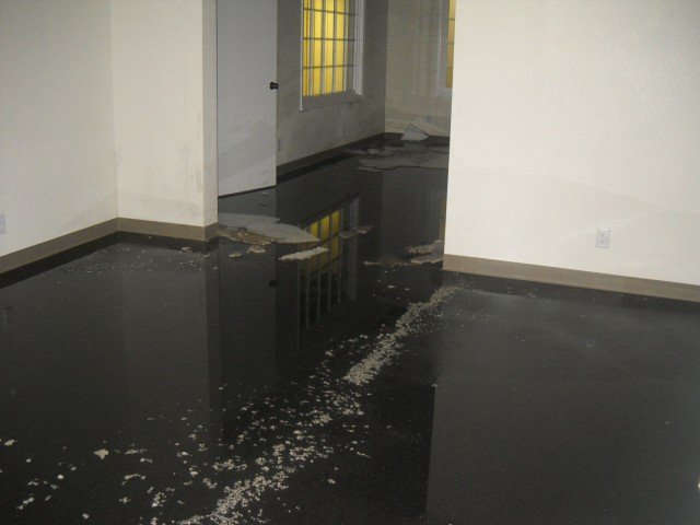 A Room With Water Covering the Floor.