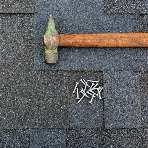asphalt shingle roof hammer and nails